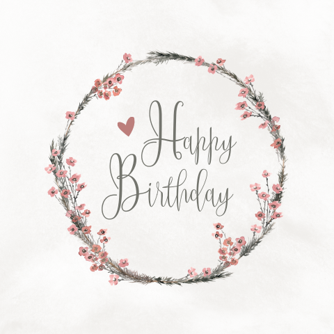 Verjaardagskaart voor vrouw met krans lieve bloemetjes