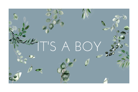 Stijlvolle felicitatiekaart voor geboorte zoon met blaadjes
