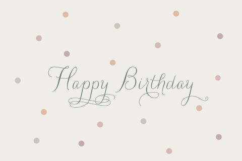 Stijvolle verjaarskaart met confetti in zachte kleurtinten