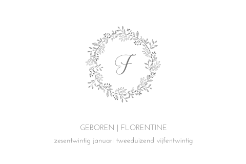 Klassiek geboortekaartje meisje met kransje