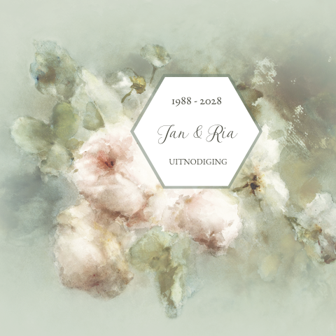 Romantische jubileumkaart met bloemen voor 40 jaar getrouwd