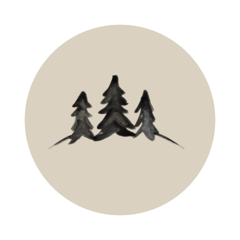 Kerst sluitsticker met witte rand en boompjes