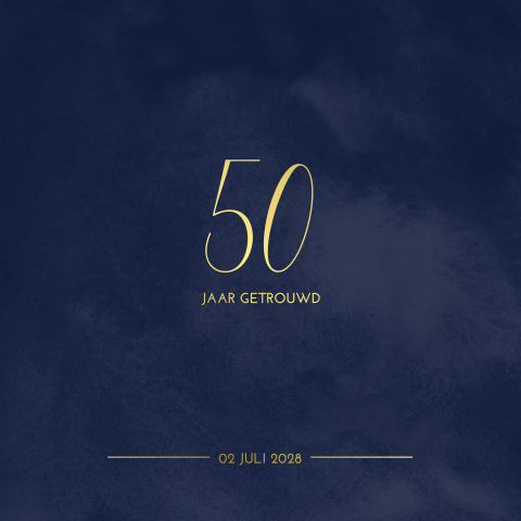 Klassieke jubileumkaart met goudfolie en donkerblauwe achtergrond