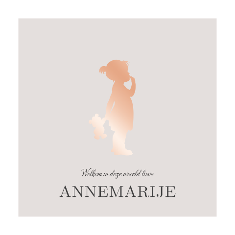 Luxe felicitatiekaart geboorte met folie en silhouetje meisje