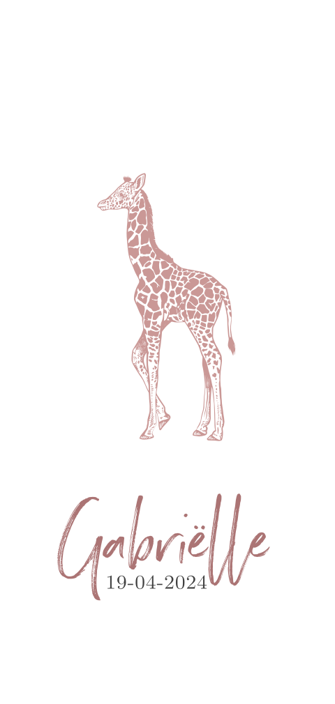 Trend geboortekaartje meisje met giraf