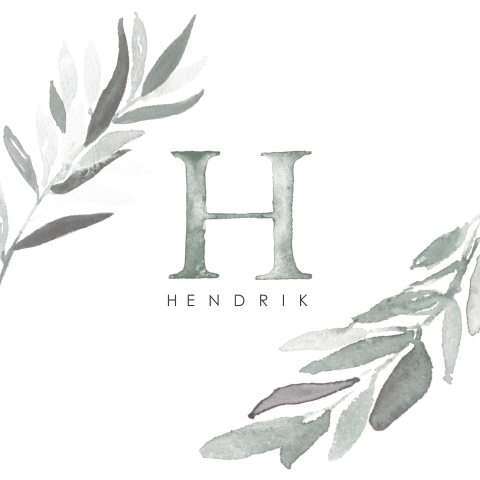 Botanisch geboortekaartje voor jongen met initiaal