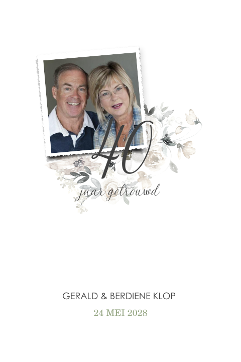 Romantische jubileumkaart met foto voor 40-jarig jubileum