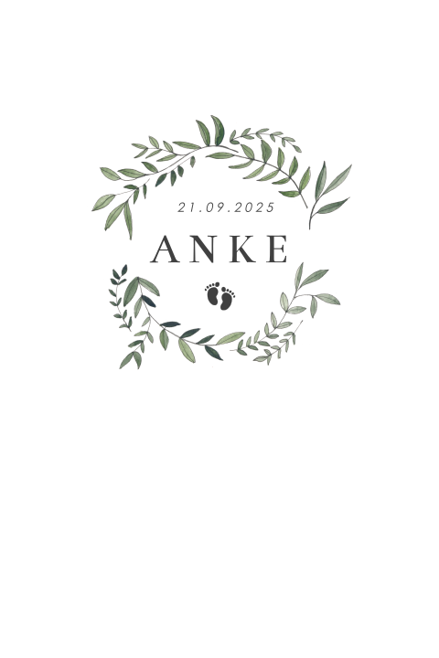 Stoer geboortekaartje meisje met kransje en voetjes