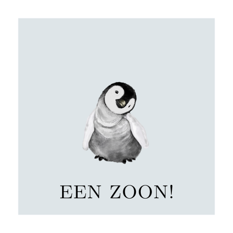Felicitatie kaartje sturen voor geboorte zoon met pinguïn