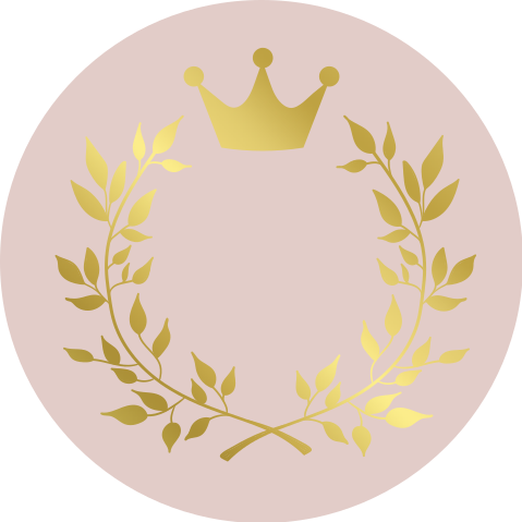 Sluitsticker met goudfolie, kroontje en kransje