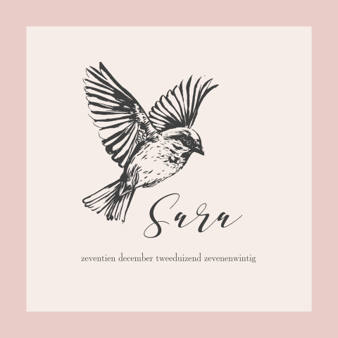 Geboortekaartje voor meisjes met vogeltje