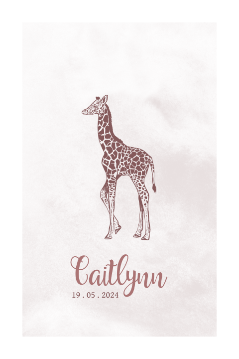 Geboortekaartje meisje met giraf en watercolor