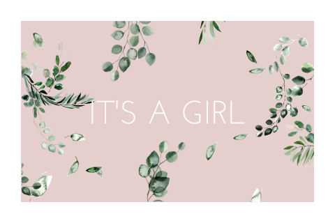 Stijlvolle felicitatiekaart voor geboorte dochter met blaadjes