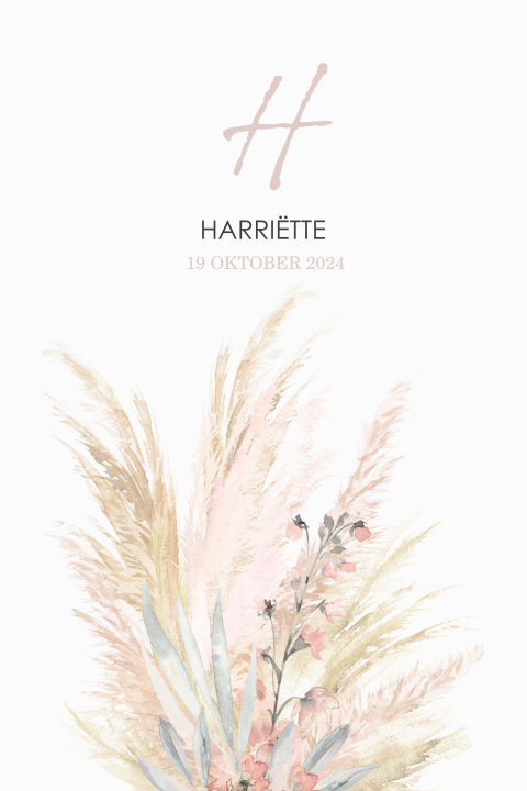 Geboortekaartje voor meisjes met droogbloemen