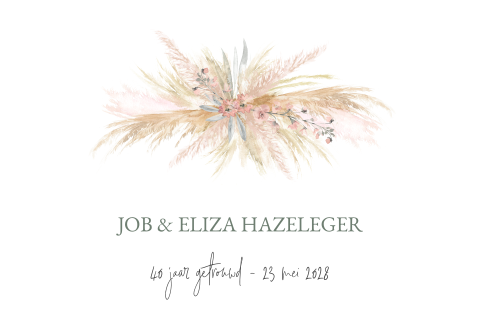 Kaart 40 jaar getrouwd met droogbloemen