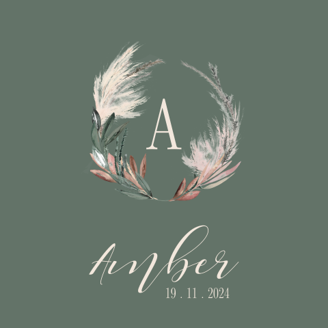 Geboortekaartje groen voor meisjes met kransje