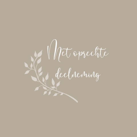 Met oprechte deelneming kaart met takje en taupe