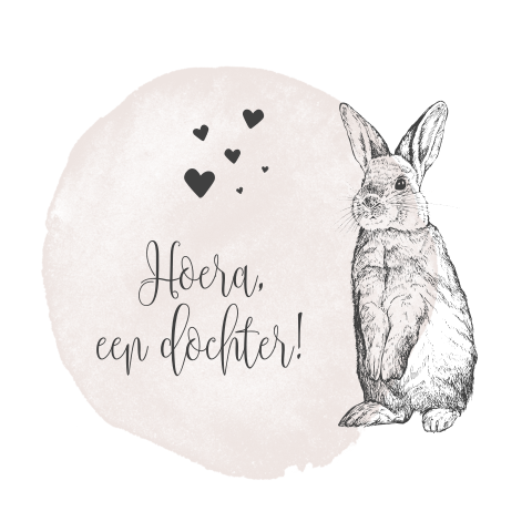 Kaartje sturen voor geboorte dochter met konijntje