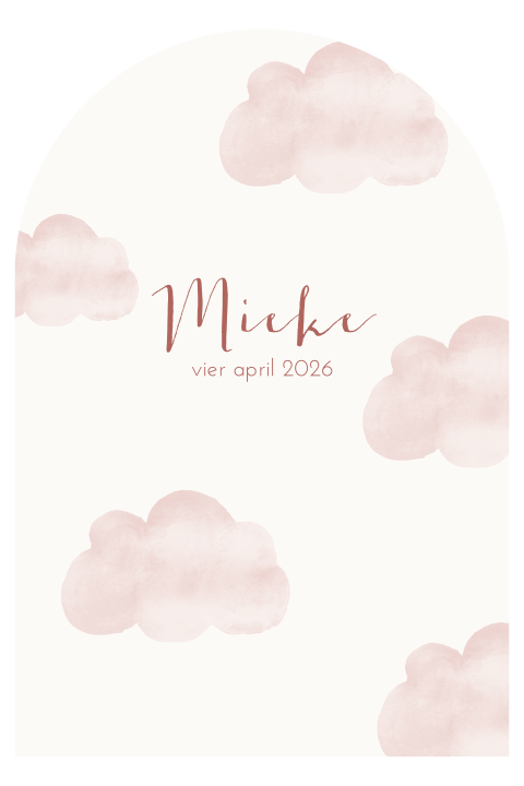 Rustig geboortekaartje met wolken