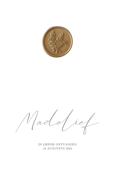 Klassiek geboortekaartjes voor meisje met lakzegel