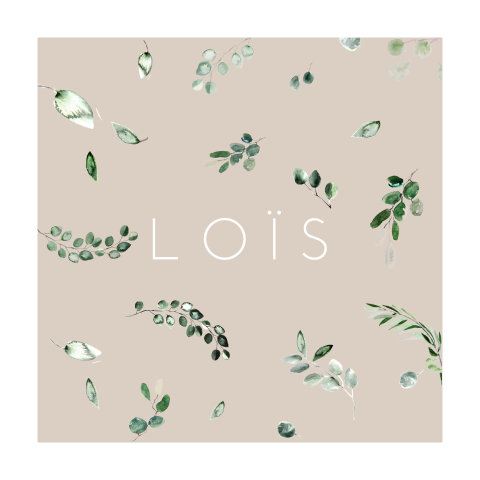 Botanisch geboortekaartje meisje met blaadjes