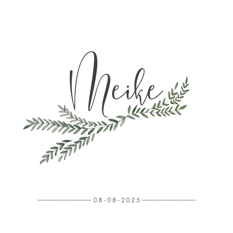 Botanisch geboortekaartje meisje met blaadjes