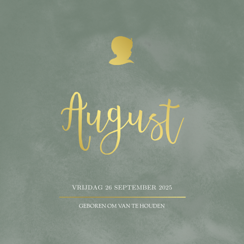 Geboortekaartje jongen met goudfolie en watercolor