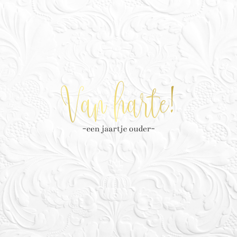 Luxe verjaardagskaart met goudfolie en barok print