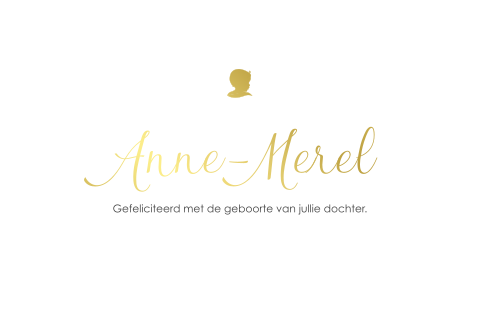 Luxe christelijke felicitatiekaart voor geboorte meisje met goudfolie