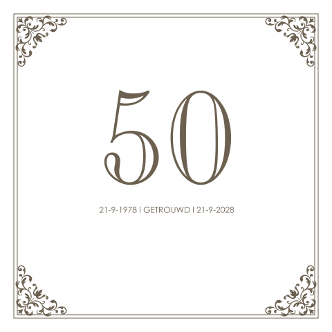 Klassieke jubileumkaart voor 50 jaar getrouwd
