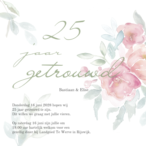 Romantische jubileumkaart maken met bloemen voor 25 jaar getrouwd