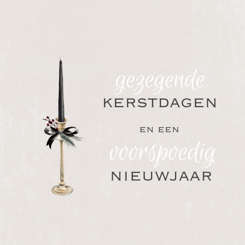 Christelijke kerstkaart in beige met kaars