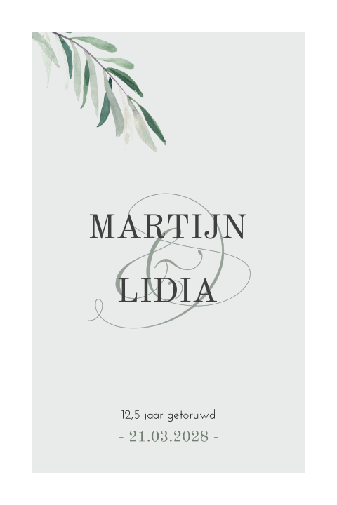 Trend kaart met blaadjes voor 12,5-jarig huwelijk