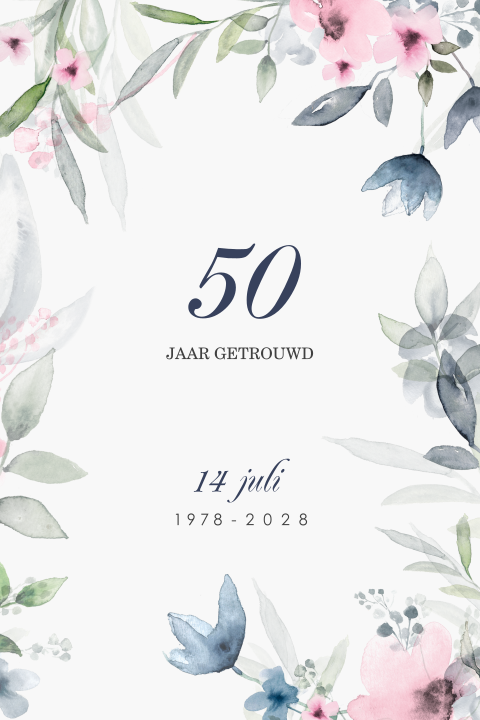 Romantische jubileumkaart 50 jaar getrouwd