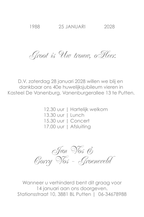 Klassieke jubileumkaart met sierlijke lettertypes