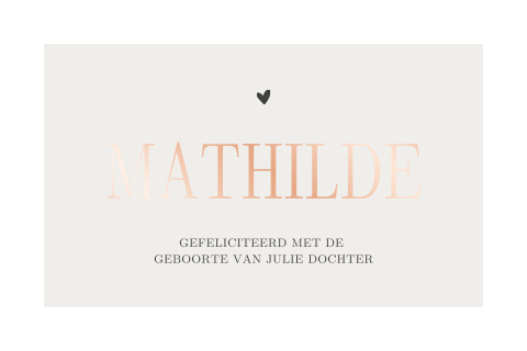 Klassiek kaartje versturen geboorte meisje met rosefolie