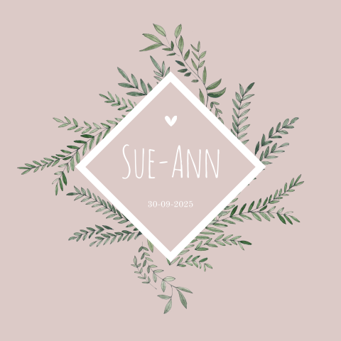 Geboortekaartje voor een dochter met roze thema en takjes