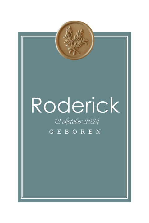 Klassiek geboortekaartje jongen met lakzegel blauw