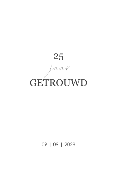 Klassieke jubileumkaart voor 25 jaar gtrouwd