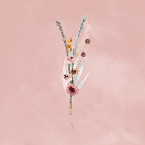 Kaartje sturen met boeketje bloemen in roze