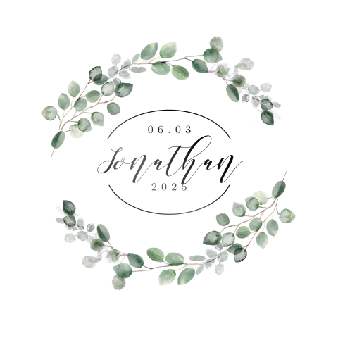 Botanisch geboortekaartje jongen met zwartfolie en blaadjes