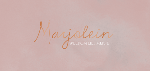 Minimalistisch geboortekaartje voor meisje met koperfolie