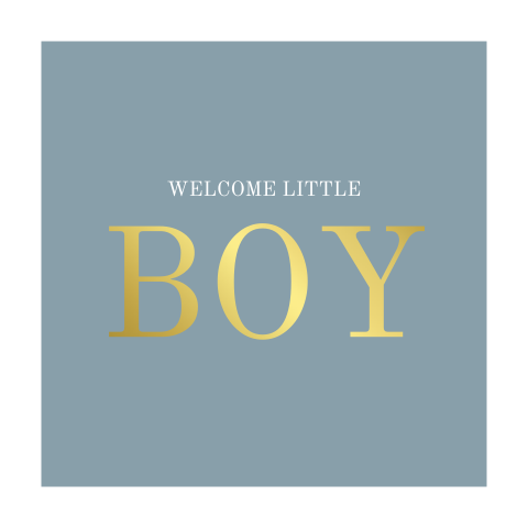 Luxe felicitatiekaartje voor geboorte zoon met goudfolie