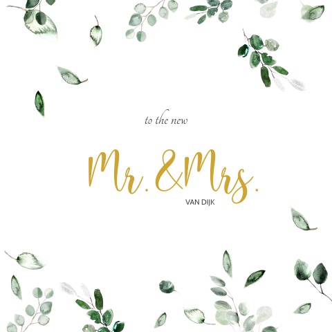 Felicitatie voor huwelijk met eucalyptus blaadjes