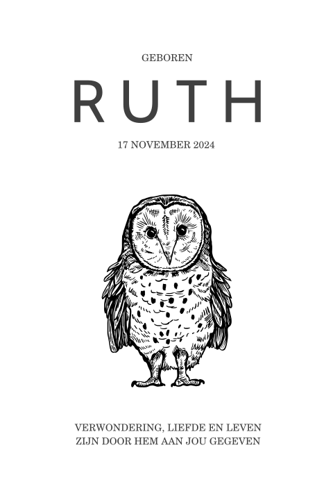 Klassiek babykaartje meisje met uitje