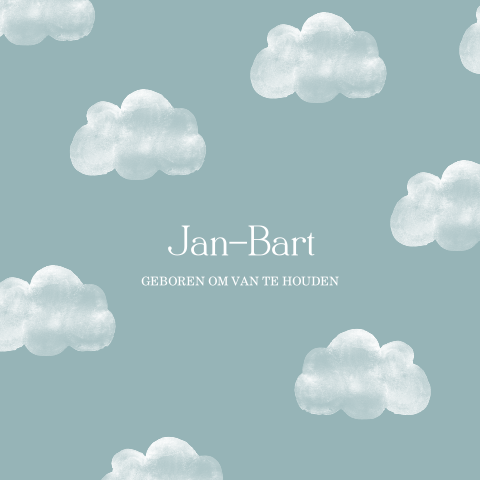 Geboortekaartje met wolkjes voor jongen