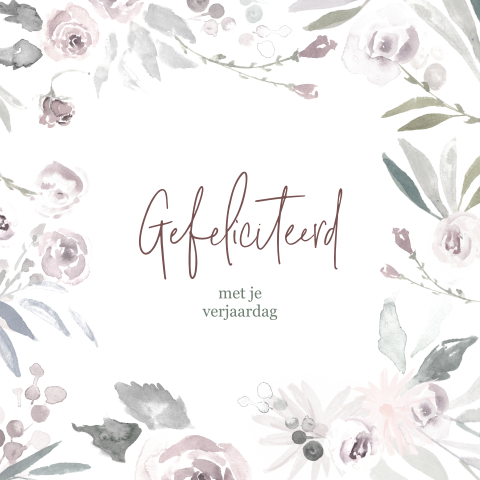 Verjaardagskaart voor vrouw met pastel bloemen