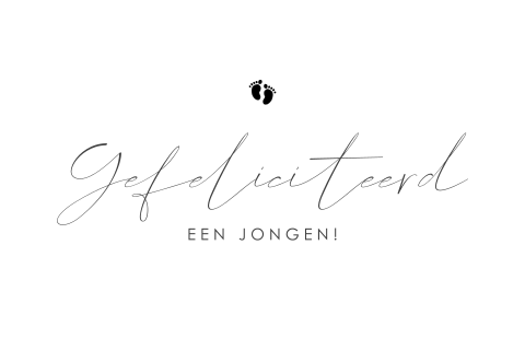 Stijlvolle felicitatiekaart voor een zoon met voetjes