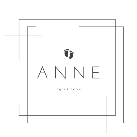 Modern geboortekaartje met lijnen en voetjes