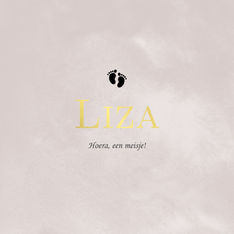 Klassiek kaartje versturen geboorte meisje met goudfolie